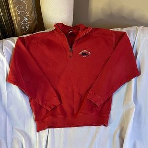 Tommy Bahama Shirt Mens Medium Red Long Sleeve 1/4 Zip Pullover Relax Fishing